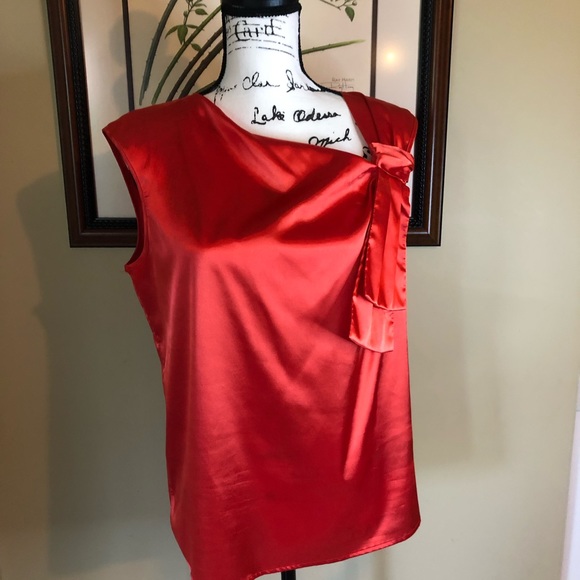 4/$25 Richie Tailor Top Blouse Medium M Red Orange - Picture 2 of 12